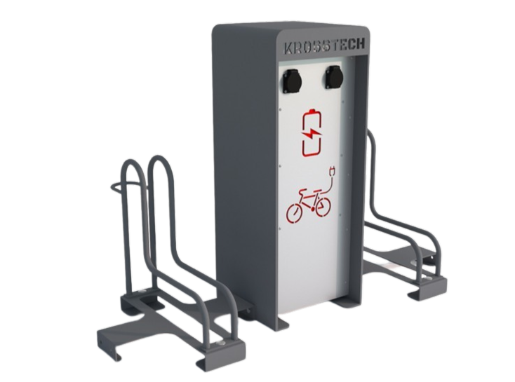 Elcykelstativ (2 positioner) med ladestation
